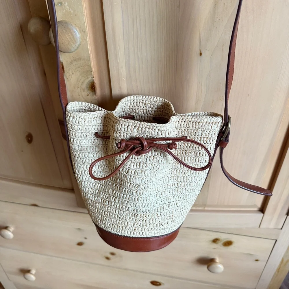 Sezane Cream and Brown Crossbody Bag - Picture 3 of 5